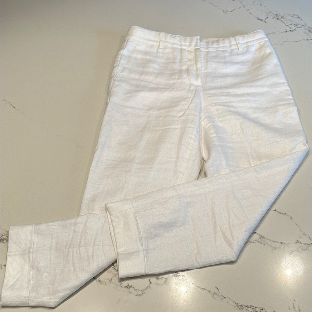 J. Crew White Linen Cropped Pants